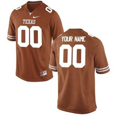 Mens Texas Longhorns Customized Replica Football 2015 Orange Jersey